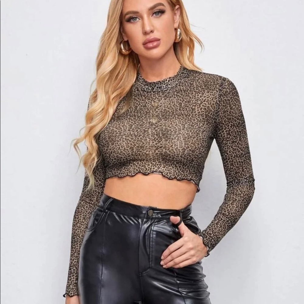 Lettuce Trim Cheetah Crop Top